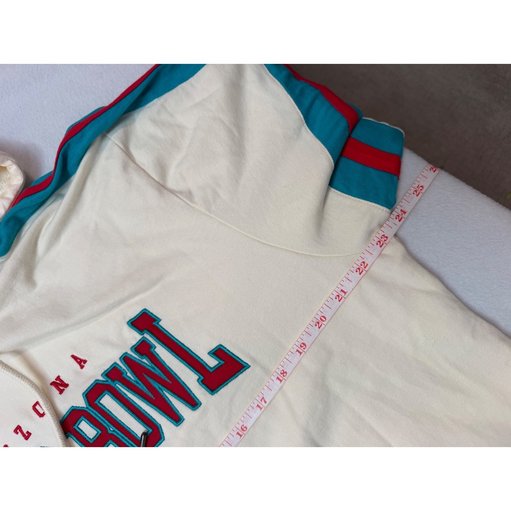 Starter Arizona Super Bowl LVII Hoodie Cream Teal Red Stripe Sweatshirt Mens M - Picture 3 of 8